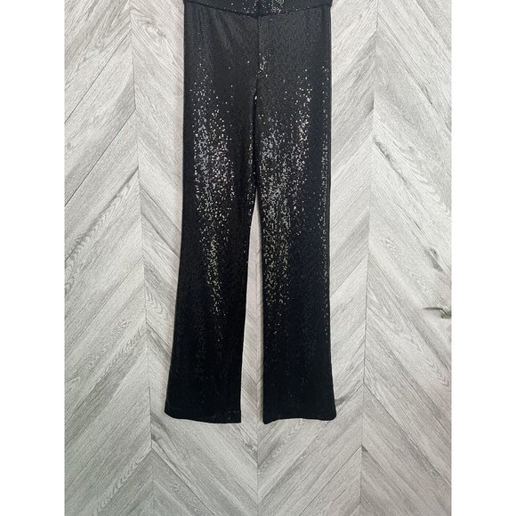 Zara Black and Silver Sequin Wide Leg Pants - Picture 10 of 14